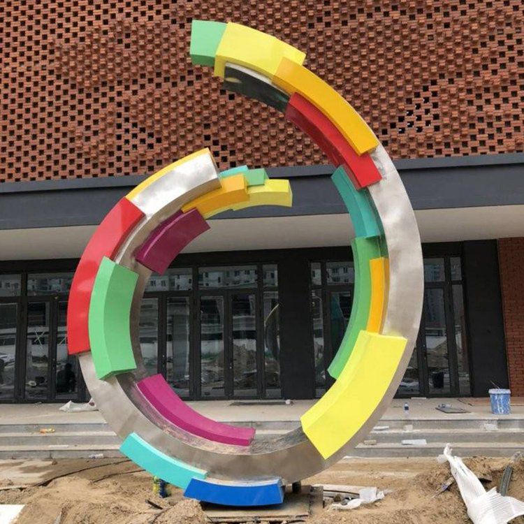 不锈钢抽象创意喷漆雕塑 城市广场景区地标性公园摆件 (2)