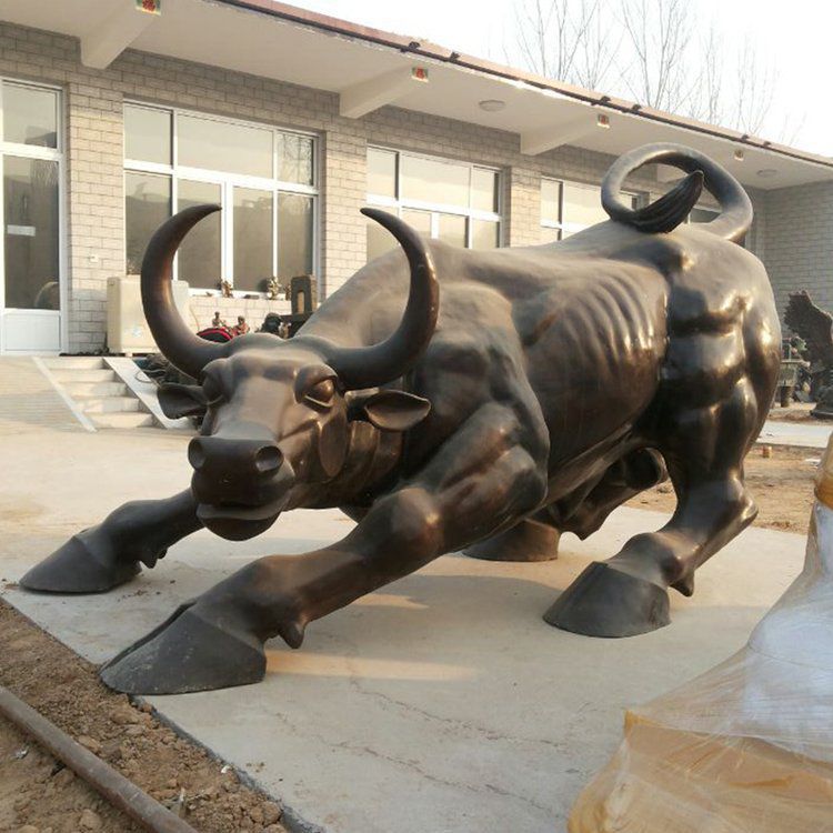仿铜铸铜动物牛雕塑 城市门口镇宅金属摆件华尔兹广场开荒牛 (3)