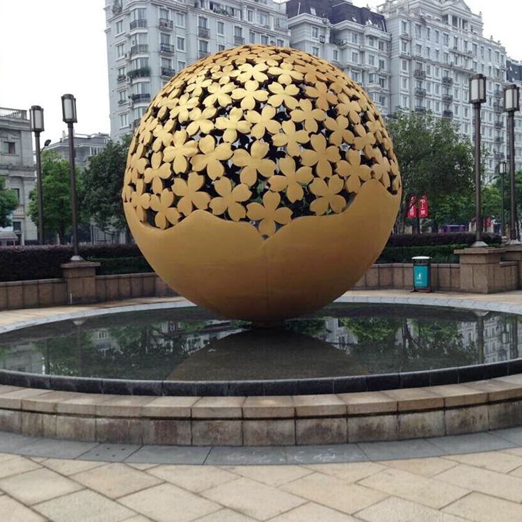 户外景观雕塑不锈钢镂空球雕塑不锈钢金属雕花圆球摆件 (3)