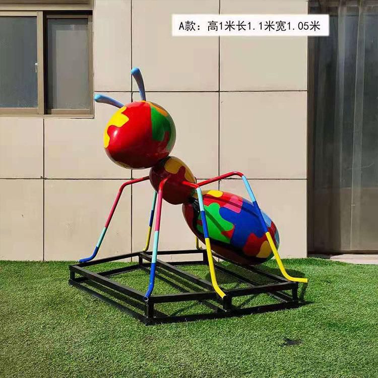 不锈钢抽象彩绘蚂蚁雕塑 金属铁艺仿真动物 (4)