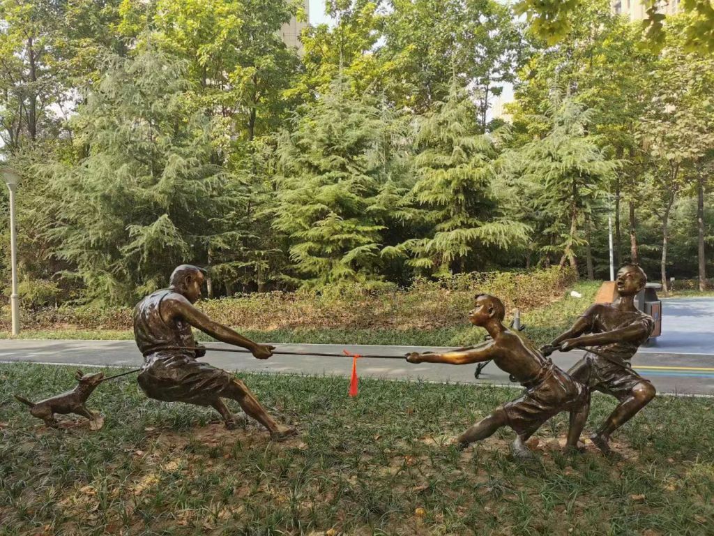 玻璃钢仿铜童真童趣人物雕塑 (3)