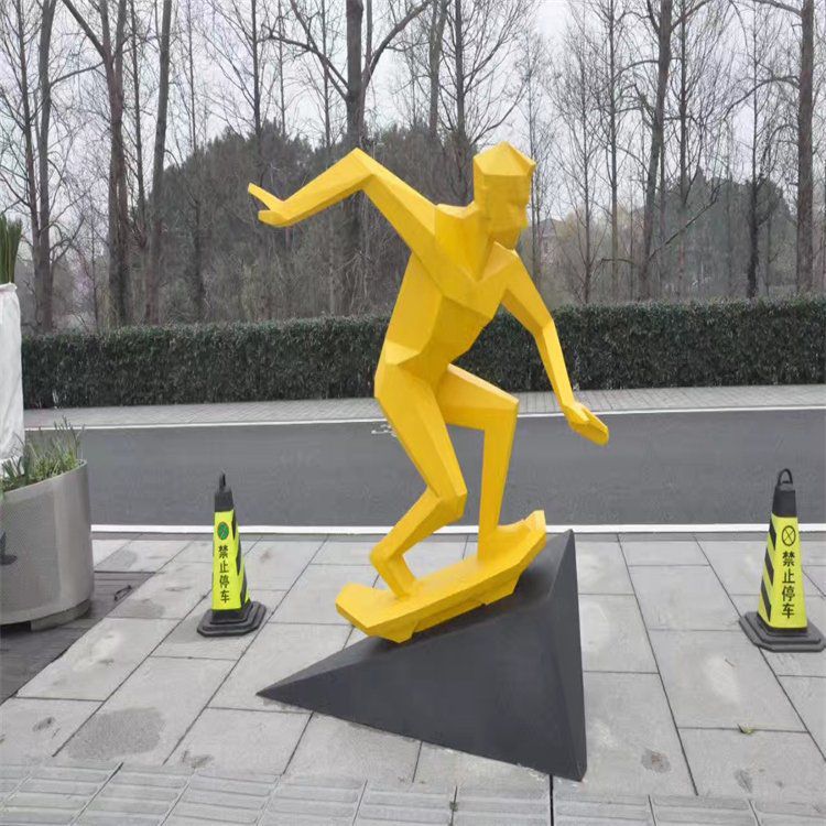 不锈钢体育运动雕像 玻璃钢篮球足球骑车人物形象雕塑 (4)