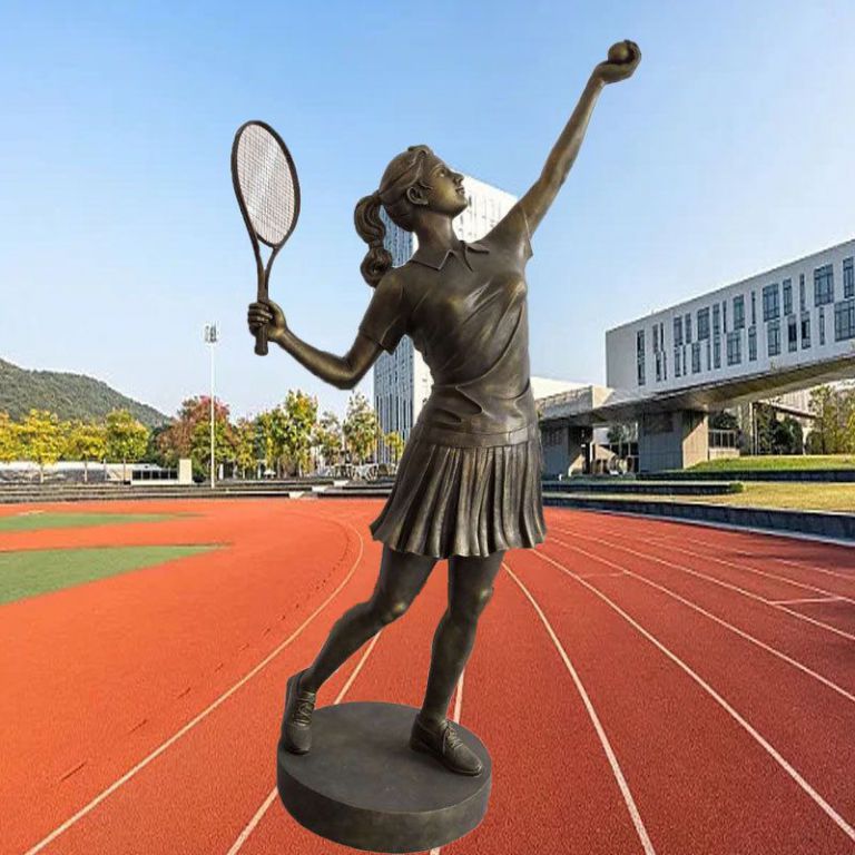 体育馆网球女孩运动雕塑像定内健身玻璃钢人物模型艺术品装饰摆件 (4)