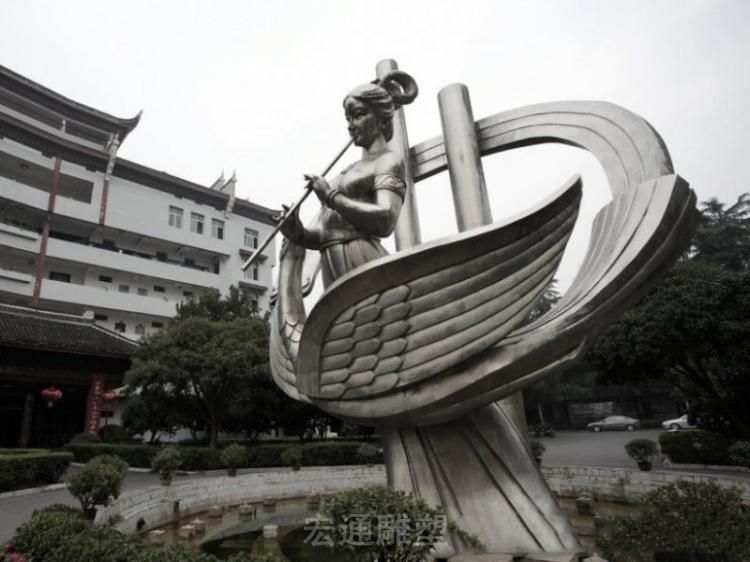 不锈钢吹箫人物雕塑