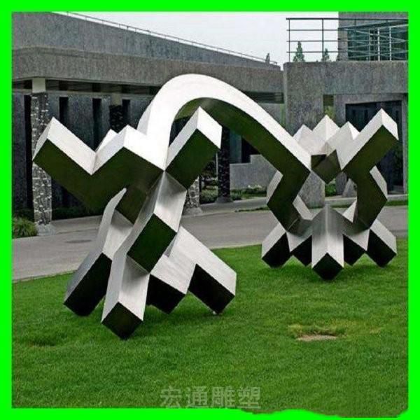 不锈钢公园抽象几何创意拱门雕塑