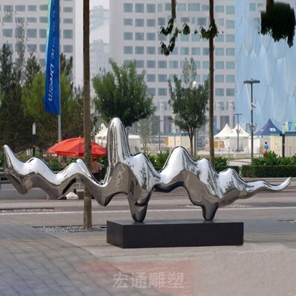 不锈钢公园镜面抽象水纹雕塑