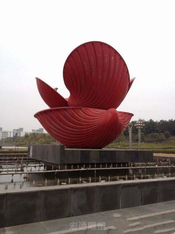 不锈钢广场贝壳喷泉雕塑