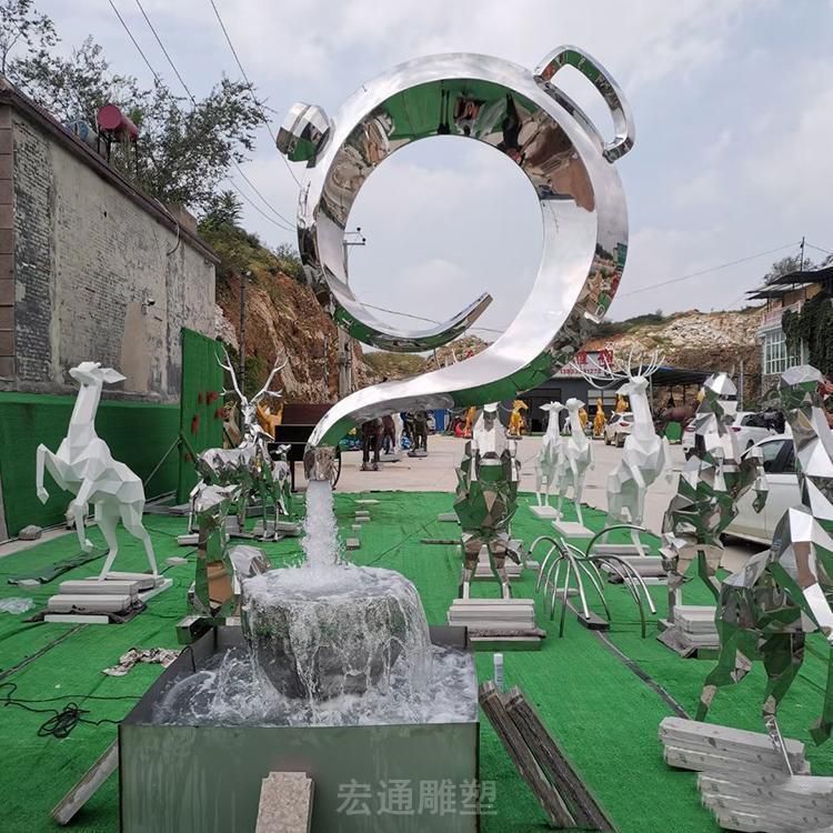 不锈钢广场茶壶雕塑