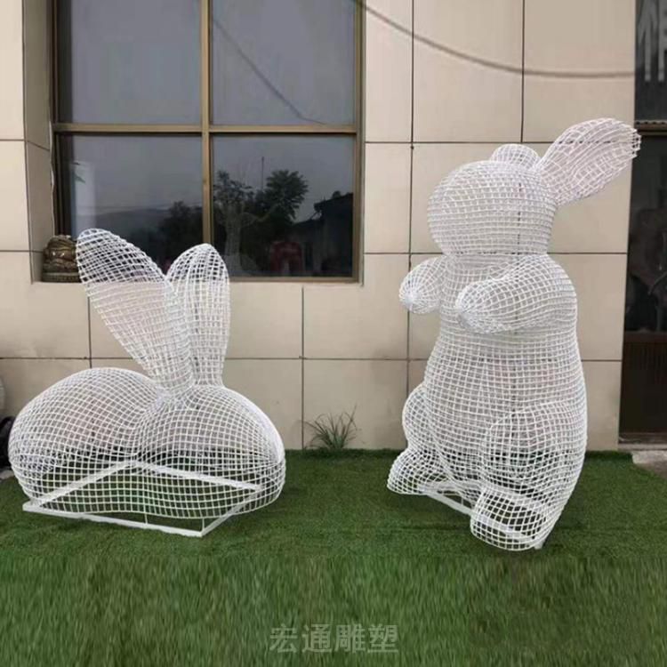 动物兔子不锈钢雕塑