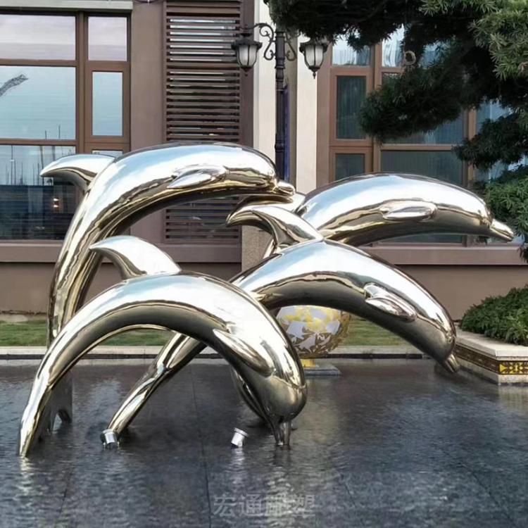 跳跃海豚不锈钢动物雕塑