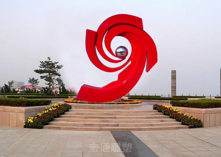 彩绘海浪不锈钢景观雕塑