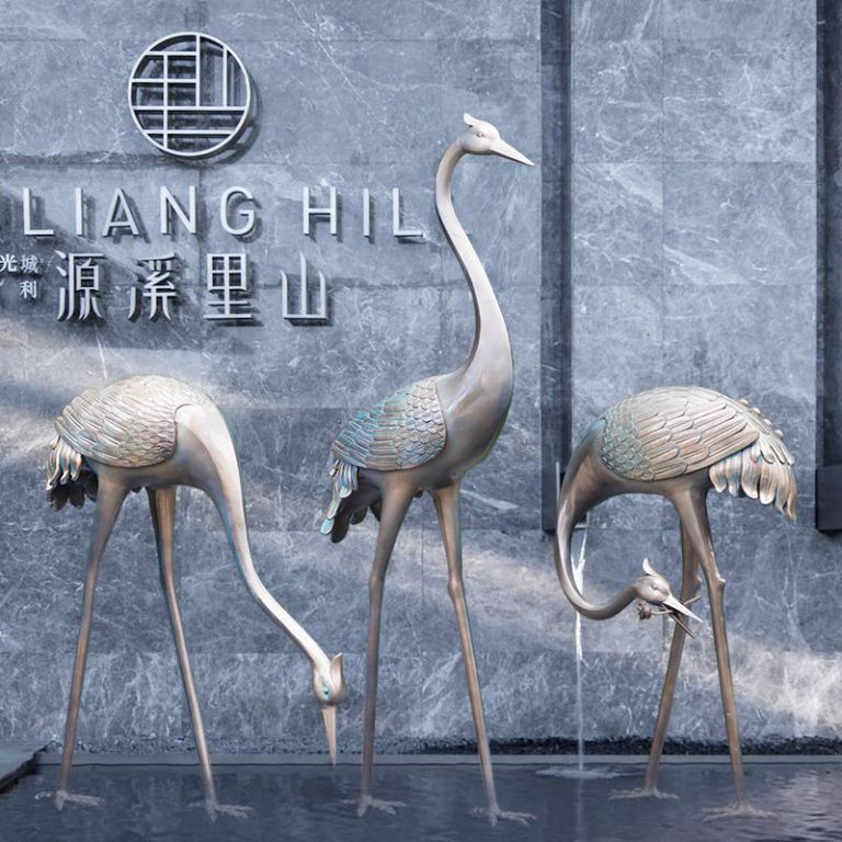 仙鹤动物景观铜雕