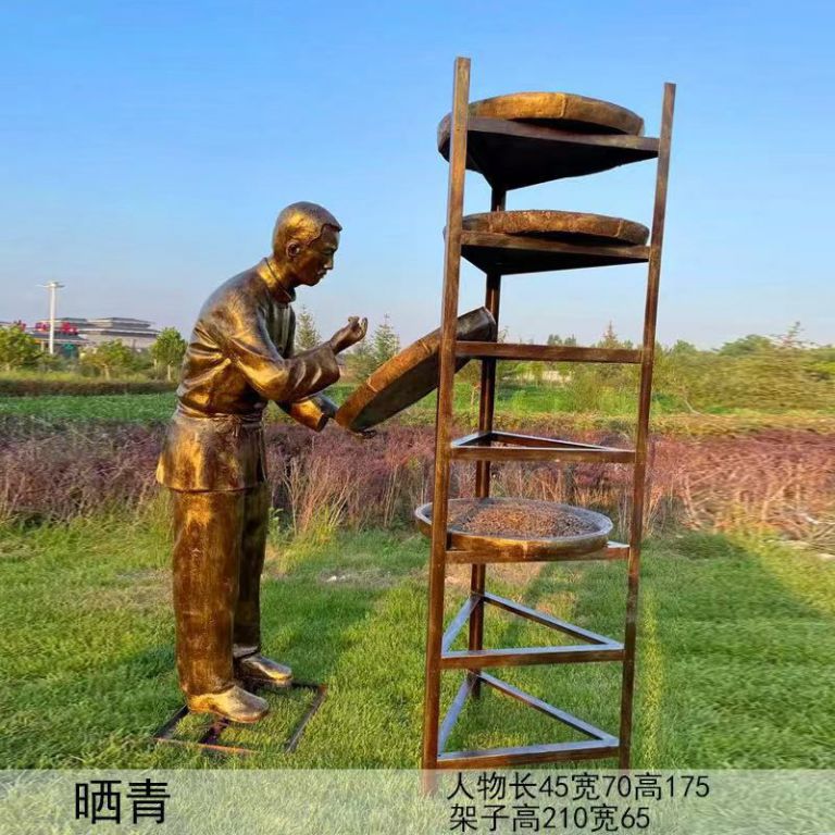制茶工艺流程人物铜雕