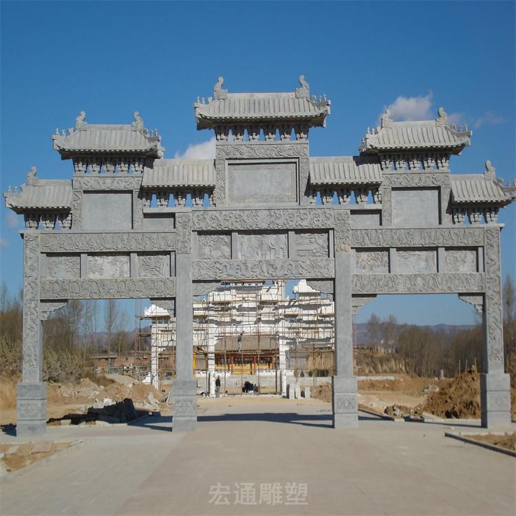 三门五楼石牌坊石雕