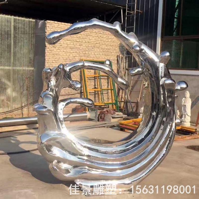 抽象海浪不锈钢标志雕塑