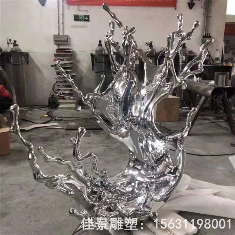 抽象海浪不锈钢小区雕塑