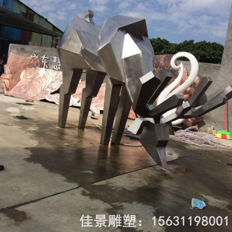 几何小鹿不锈钢街边雕塑