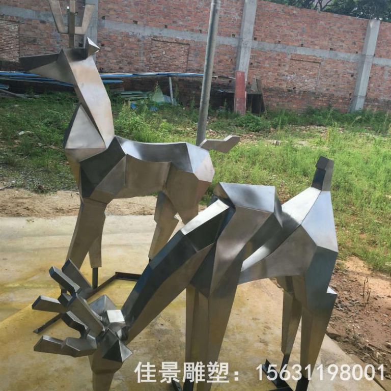 几何小鹿不锈钢商场雕塑