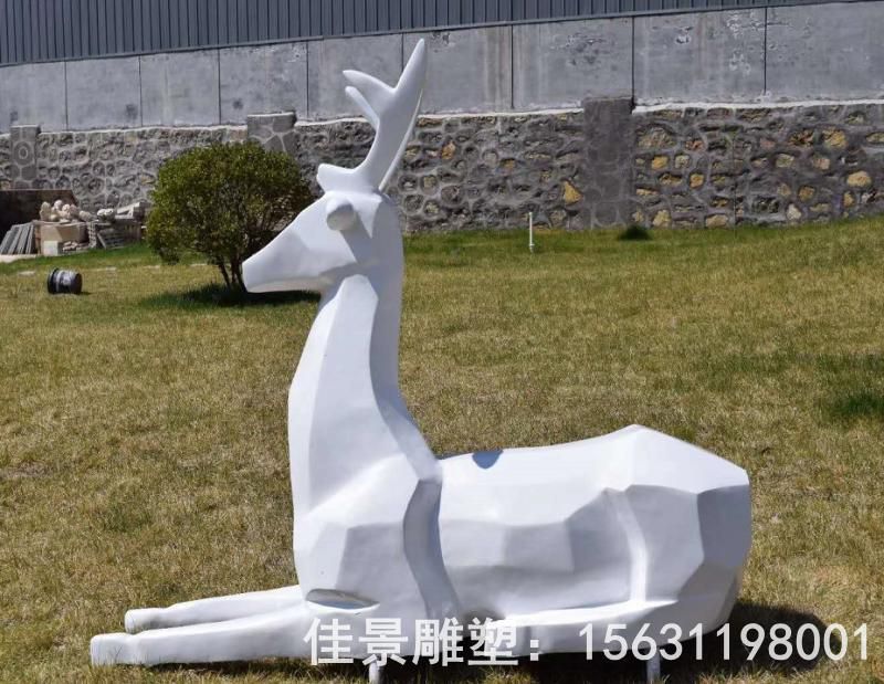 几何小鹿不锈钢景区雕塑