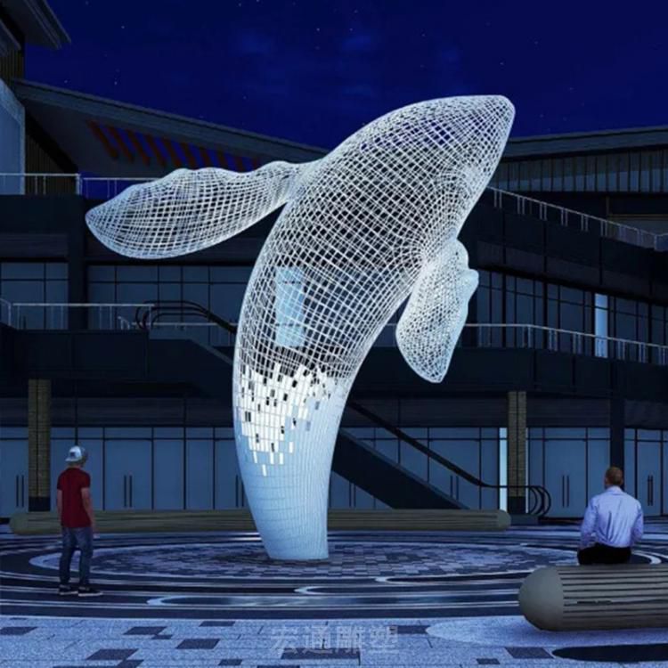镂空海豚景观不锈钢雕塑