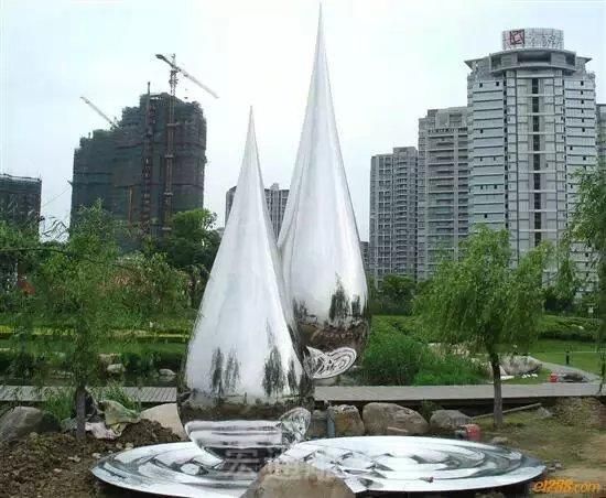 镜面水滴标志不锈钢雕塑