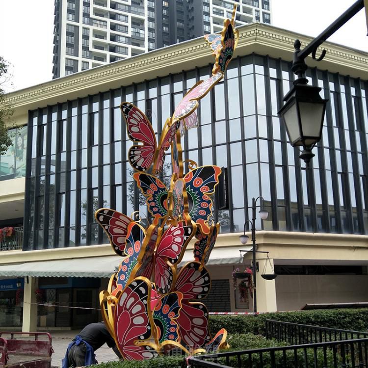 红色标志不锈钢庭院雕塑