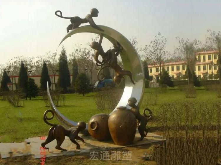 抽象小猴不锈钢景观雕塑