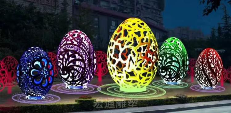 鸡蛋标志不锈钢景观雕塑