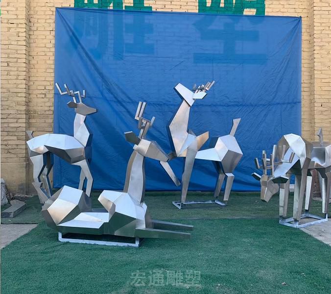 几何鹿园林不锈钢雕塑