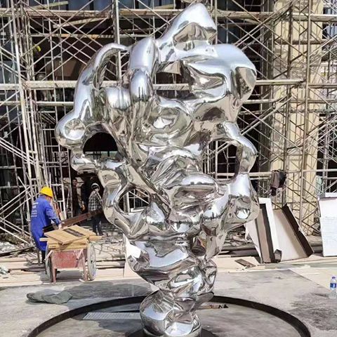 抽象太湖石标志不锈钢雕塑