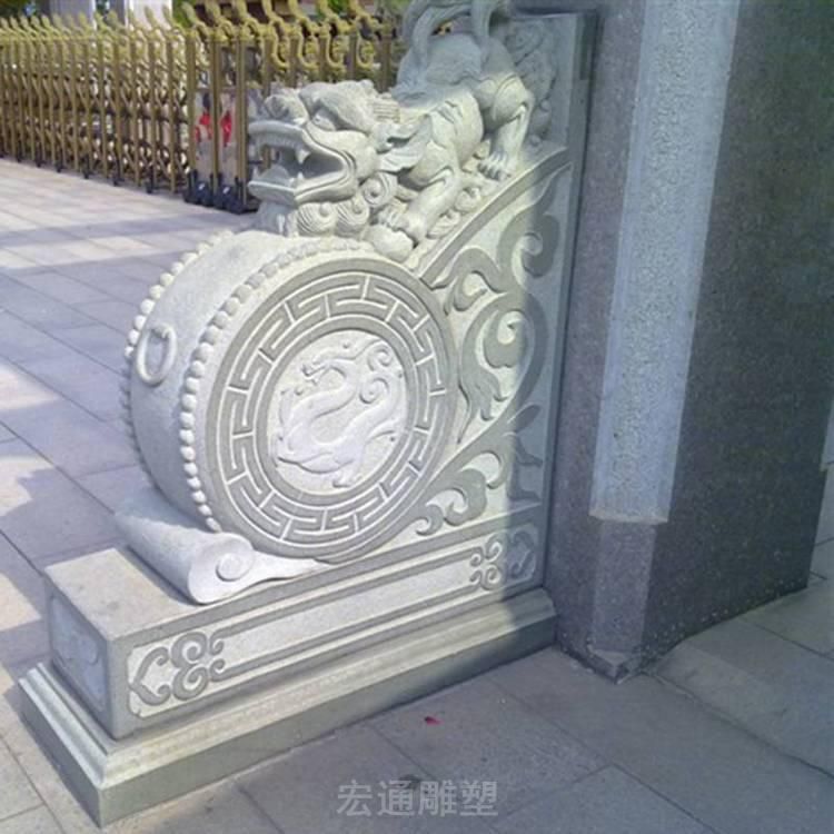 汉白玉貔貅抱鼓石雕塑