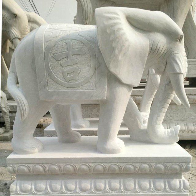 公园汉白玉吉祥大象雕塑