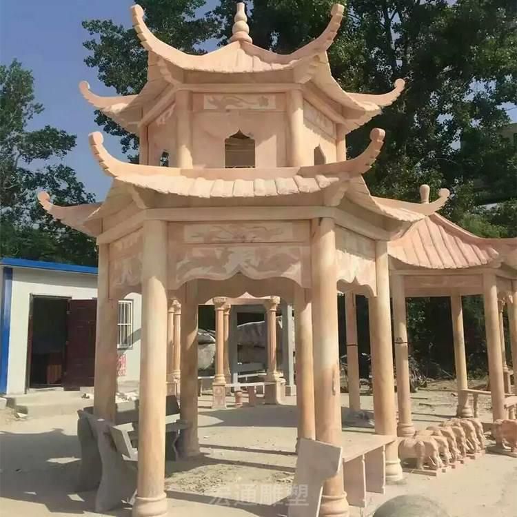 八角石凉亭广场景观石雕