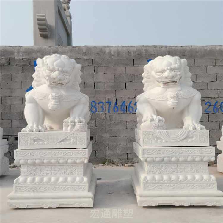 寺庙狮子石雕 动物雕塑