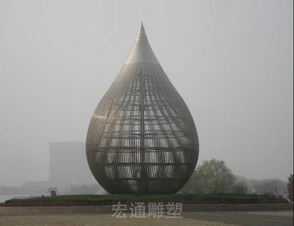 发光水滴镂空不锈钢雕塑
