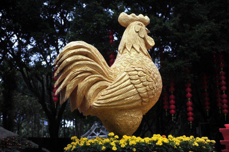 十二生肖公鸡景观铜雕