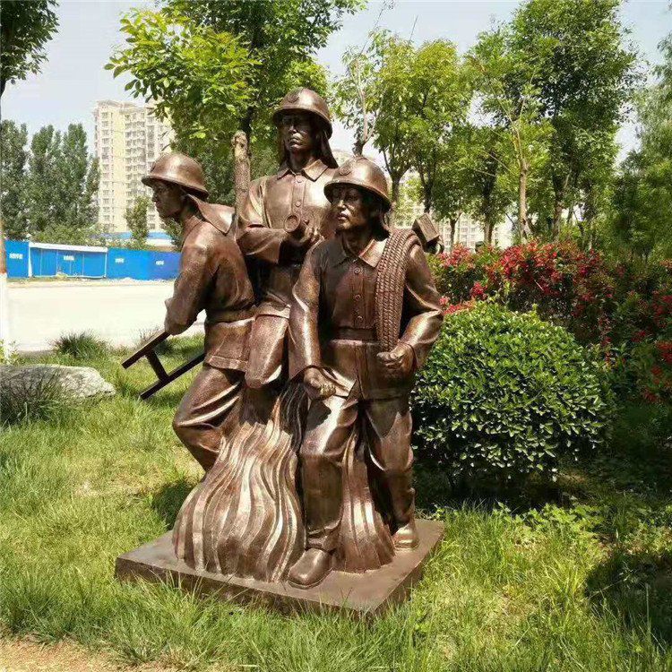 消防员人物标志铜雕
