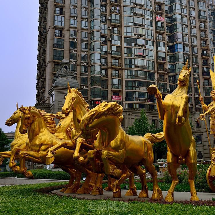 八骏马动物景观铜雕