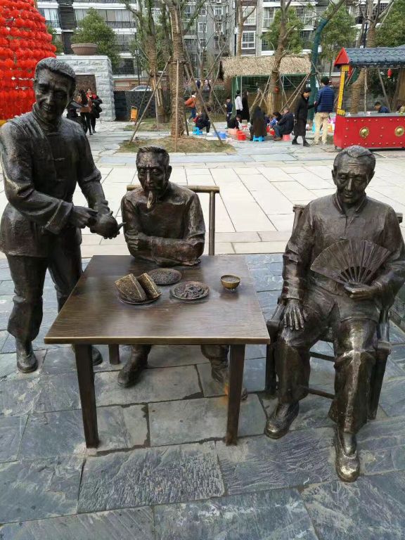 喝酒古代人物铜雕