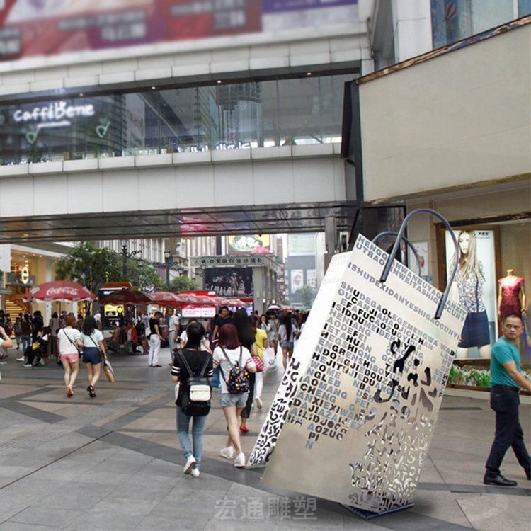 不锈钢购物袋景区雕塑