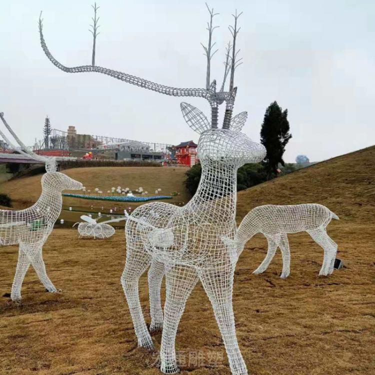 不锈钢小鹿庭院雕塑