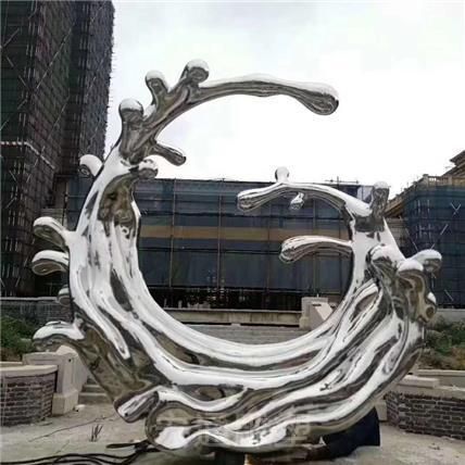 不锈钢抽象海浪街边雕塑
