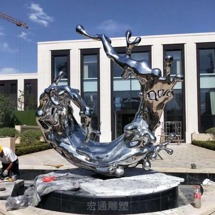 不锈钢抽象海浪校园雕塑