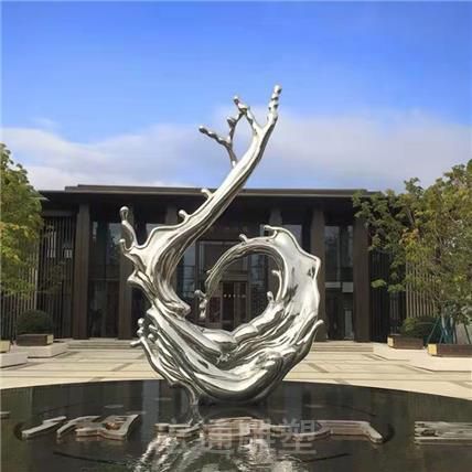 抽象不锈钢海浪标志雕塑