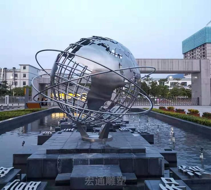 地球仪户外不锈钢雕塑