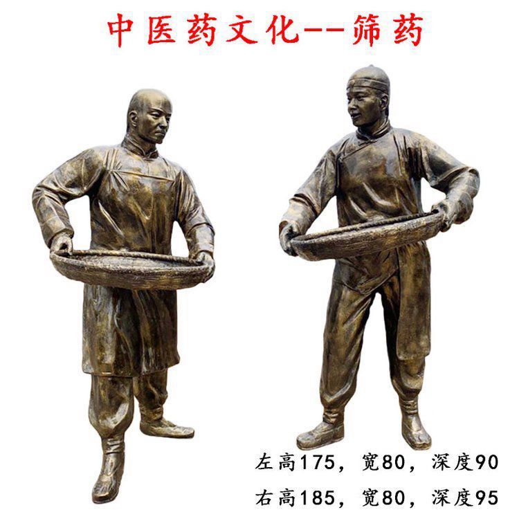中医药商场人物铜雕