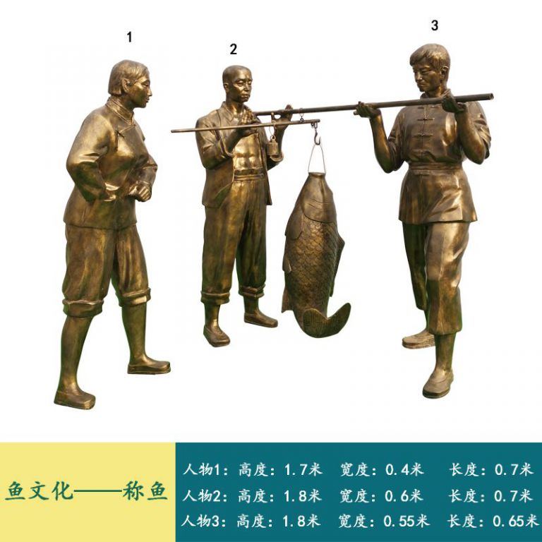 渔文化称鱼景观铜雕