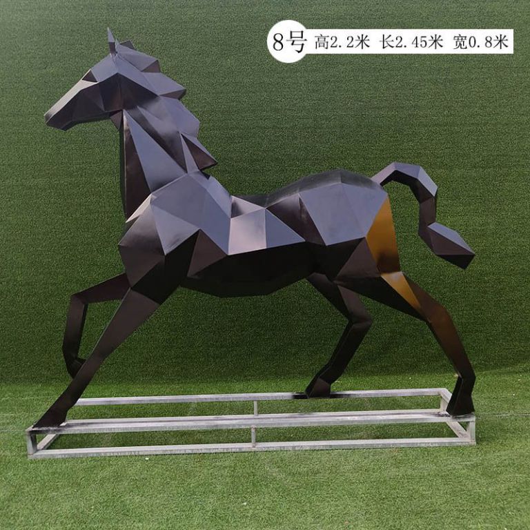 黑色马庭院动物铜雕
