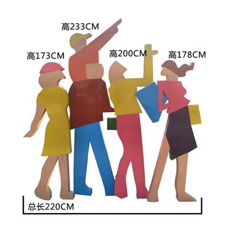 购物人物不锈钢彩绘雕塑