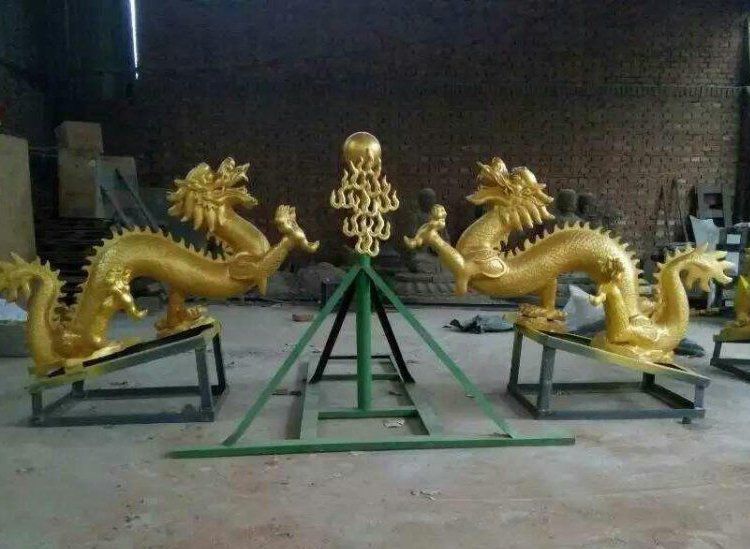 双龙戏珠景观标志铜雕